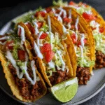Crispy Baked Beef Tacos with Lime Crema