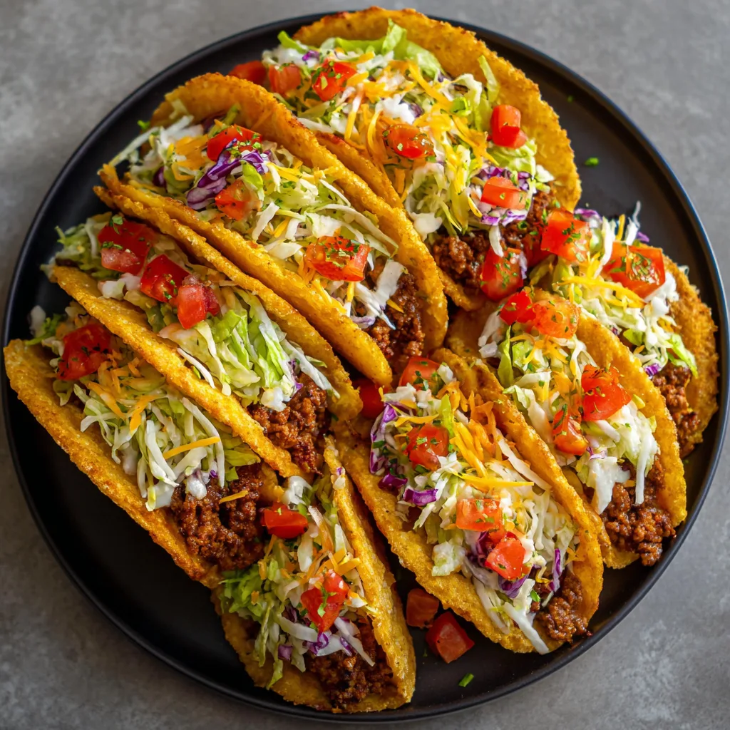 Crispy Baked Beef Tacos with Spicy Slaw
