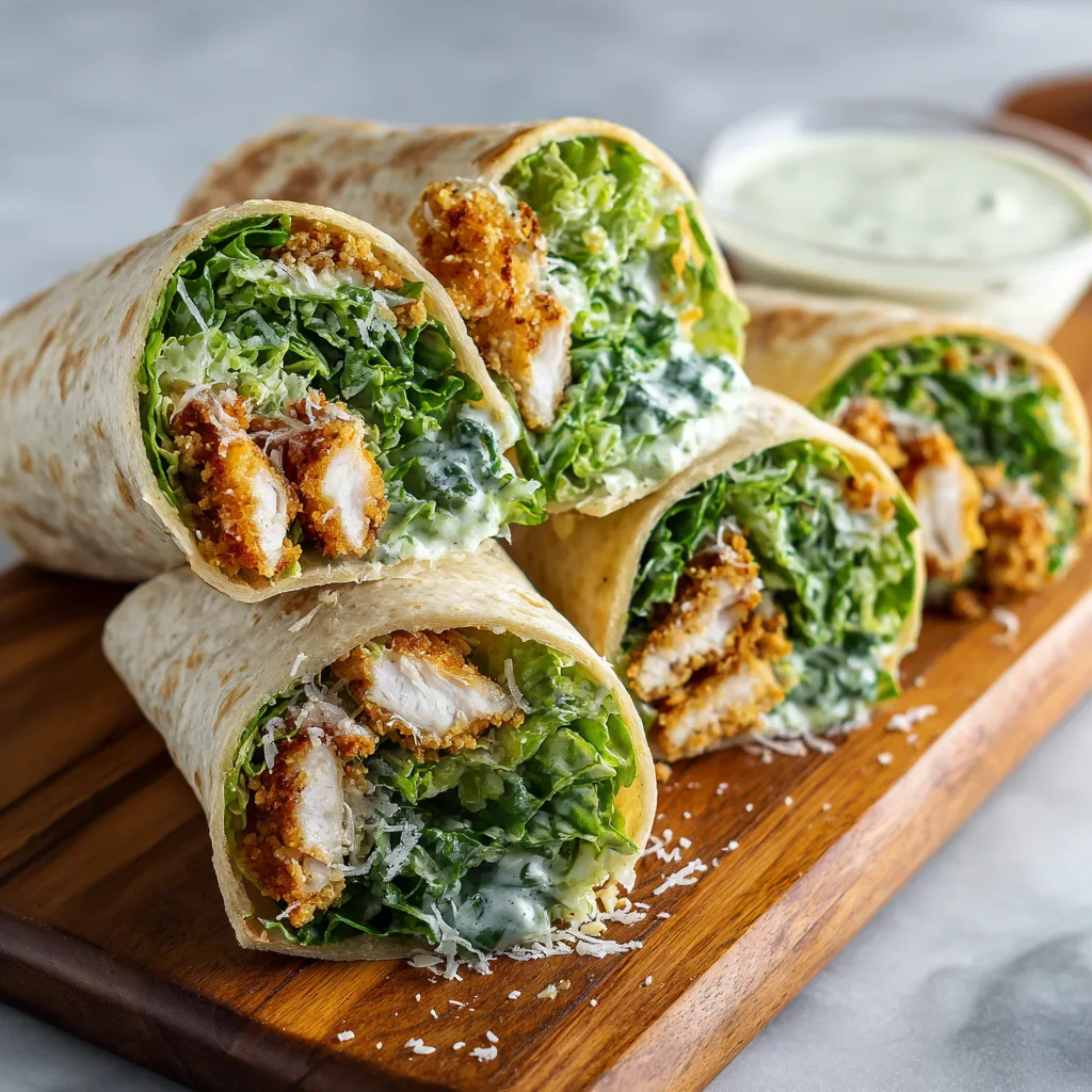 Crispy Chicken Caesar Salad Wraps