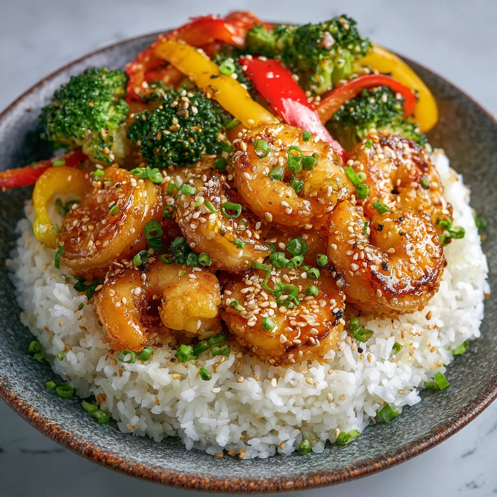 Crispy Honey Garlic Shrimp Bowls