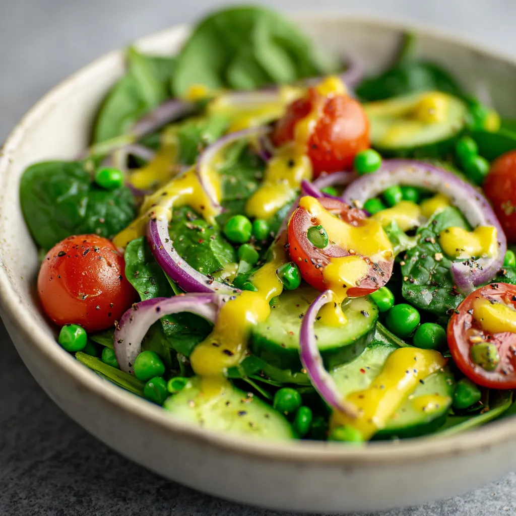 Fresh Spinach & Pea Salad with Lemon Dressing (Earth Day Lunch)