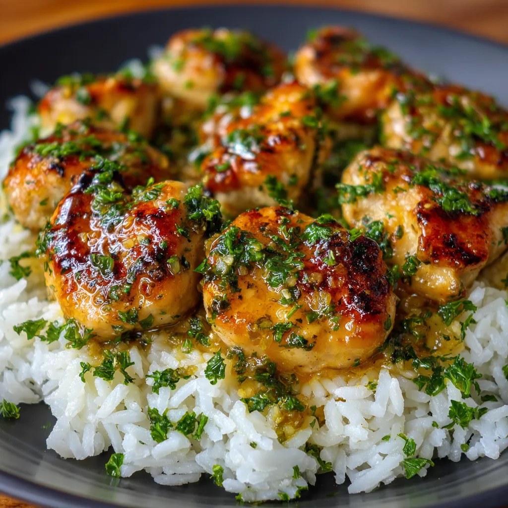 Garlic Butter Chicken Bites with Rice