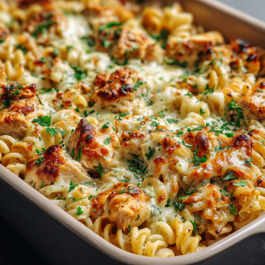 Garlic Butter Chicken Pasta Bake