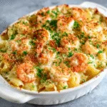Garlic Butter Shrimp Pasta Bake