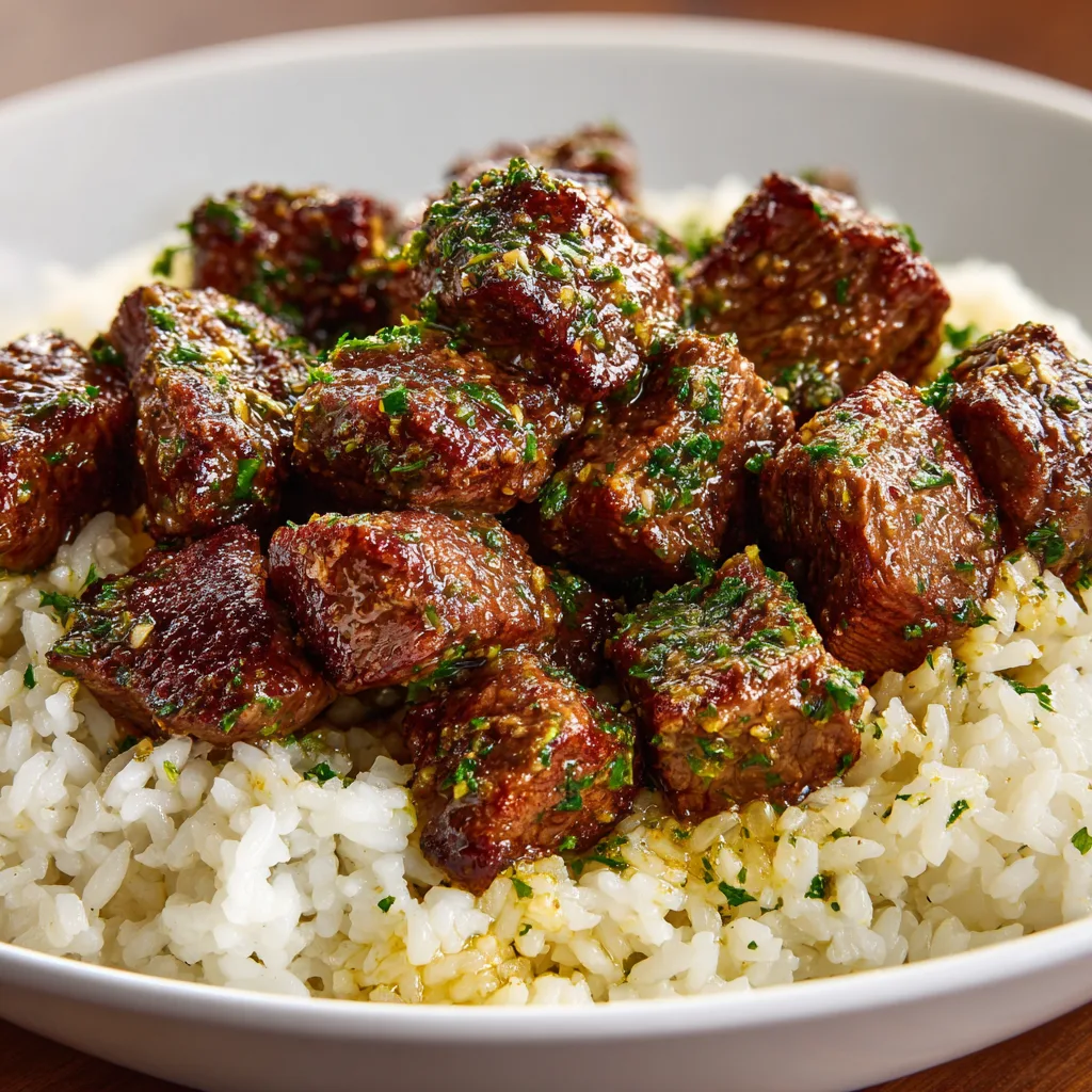 Garlic Butter Steak Bites & Rice