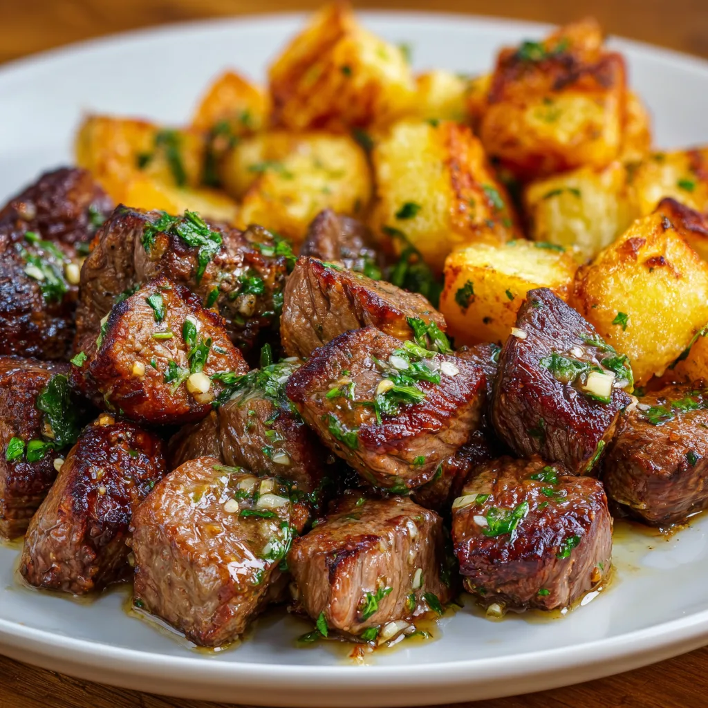 Garlic Butter Steak Bites with Potatoes