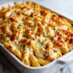 Garlic Parmesan Chicken Pasta Bake