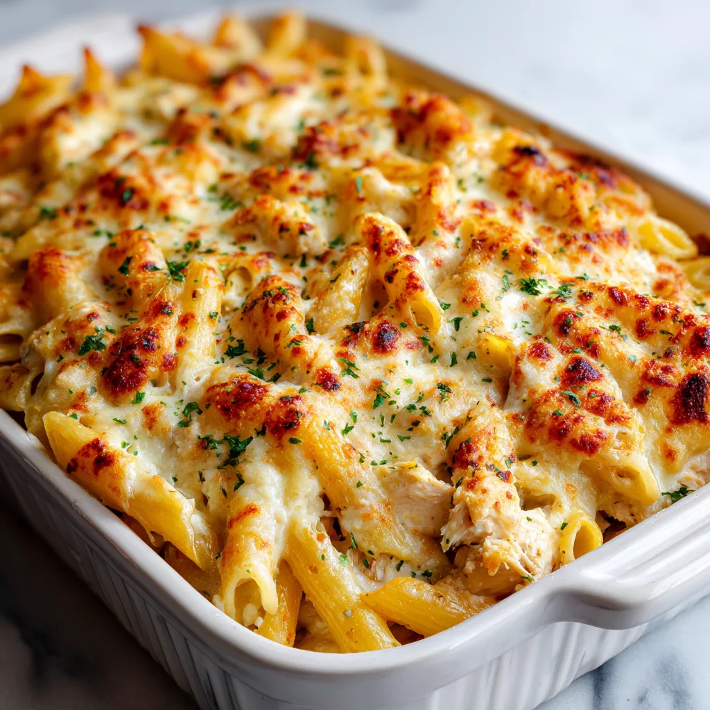 Garlic Parmesan Chicken Pasta Bake