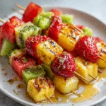 Grilled Fruit Skewers with Honey Lime Glaze (Picnic Dessert)