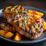 Grilled Pork Chops with Peach BBQ Glaze (BBQ)