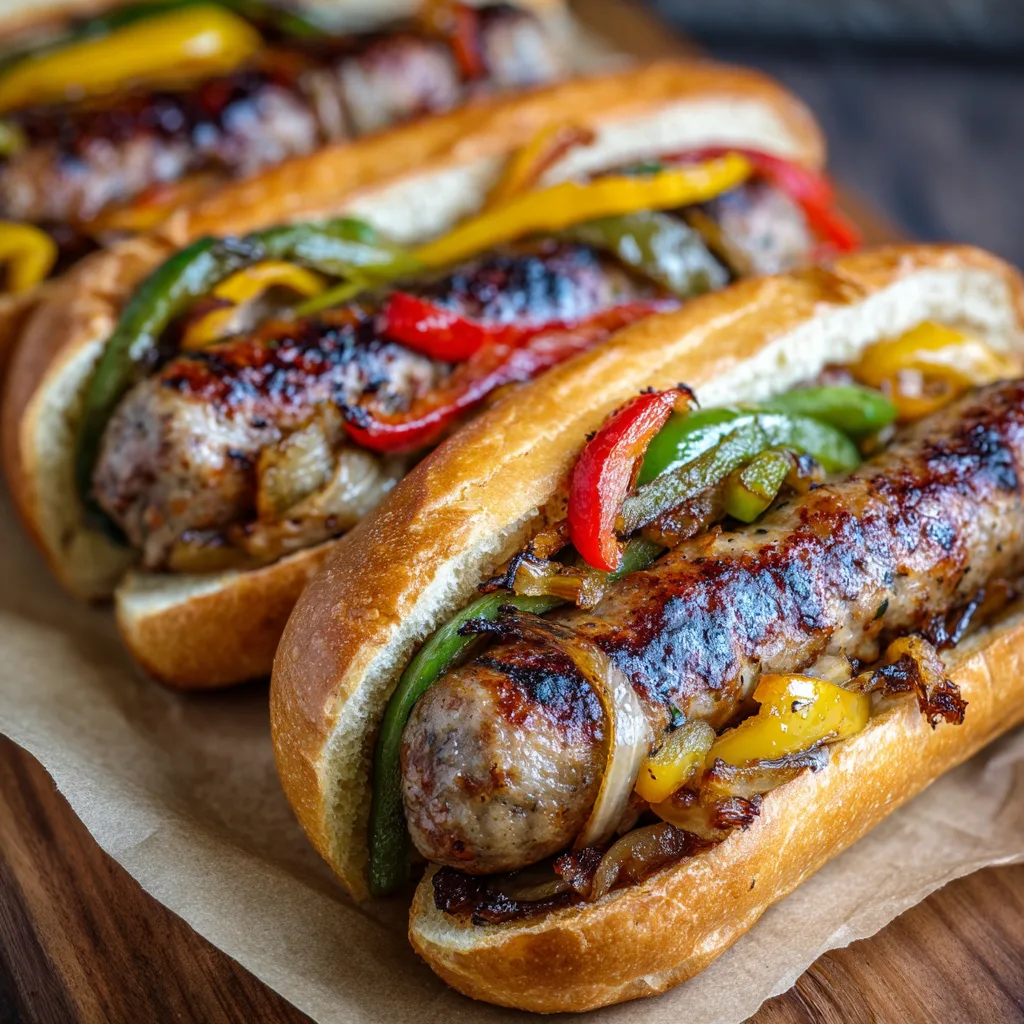 Grilled Sausage & Peppers Hoagies