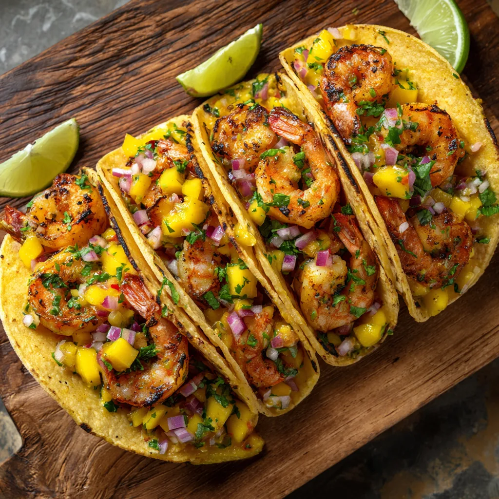 Grilled Shrimp Baja Tacos with Mango Salsa