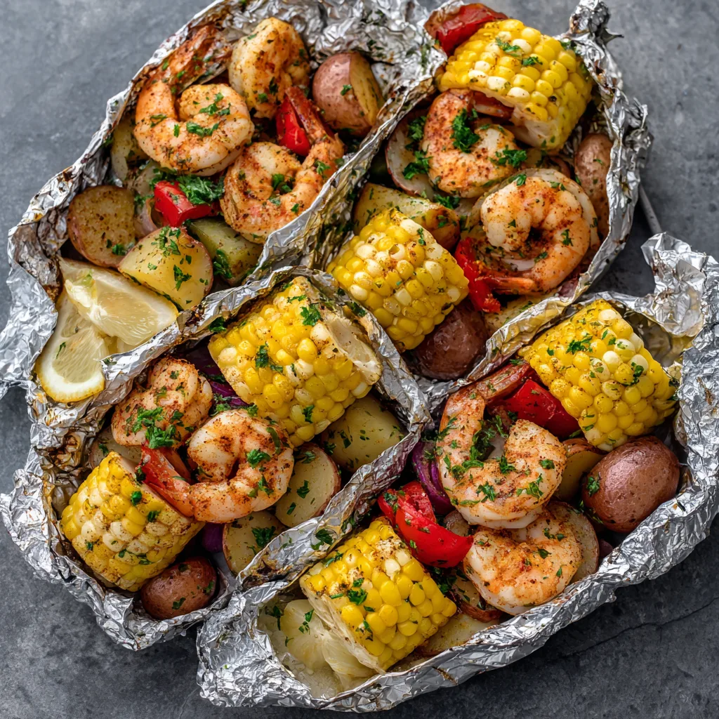 Grilled Shrimp Boil Foil Packs