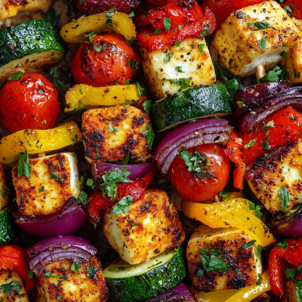 Grilled Veggie & Halloumi Skewers