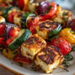 Grilled Veggie and Halloumi Skewers (vegetarian)