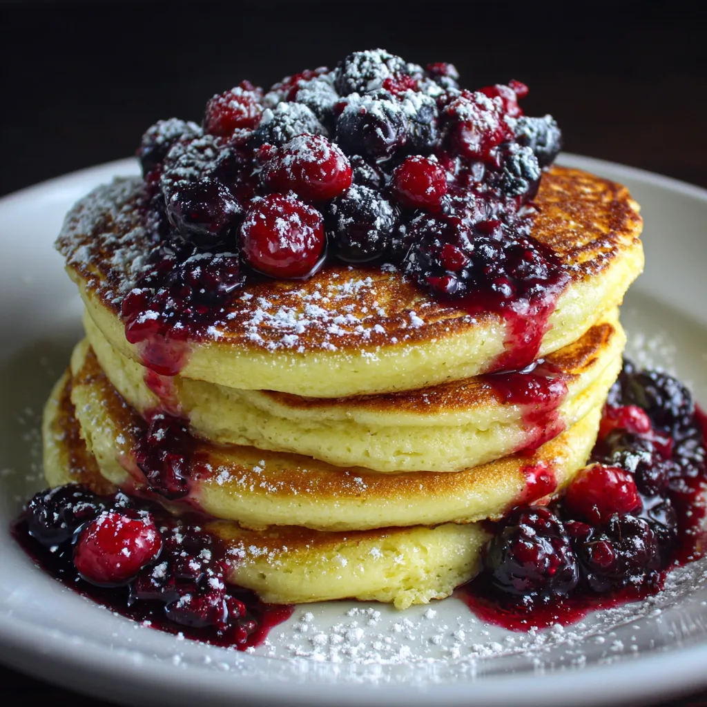 Lemon Ricotta Pancakes with Berry Compote