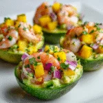 Mango Shrimp Ceviche in Avocado Cups (Cinco Appetizer)