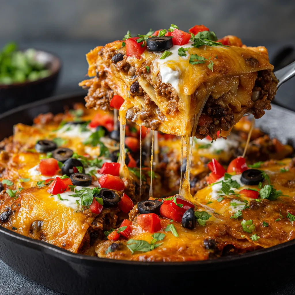 One-Skillet Mexican Lasagna (Cinco de Mayo Dinner)