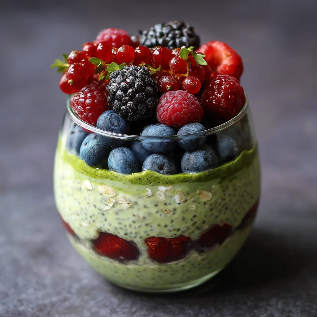 Overnight Oats with Berries & Matcha (Healthy Earth Day Breakfast)
