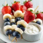 Patriotic Fruit Skewers with Yogurt Dip (gluten-free)