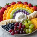 Rainbow Fruit Platter with Yogurt Cloud Dip
