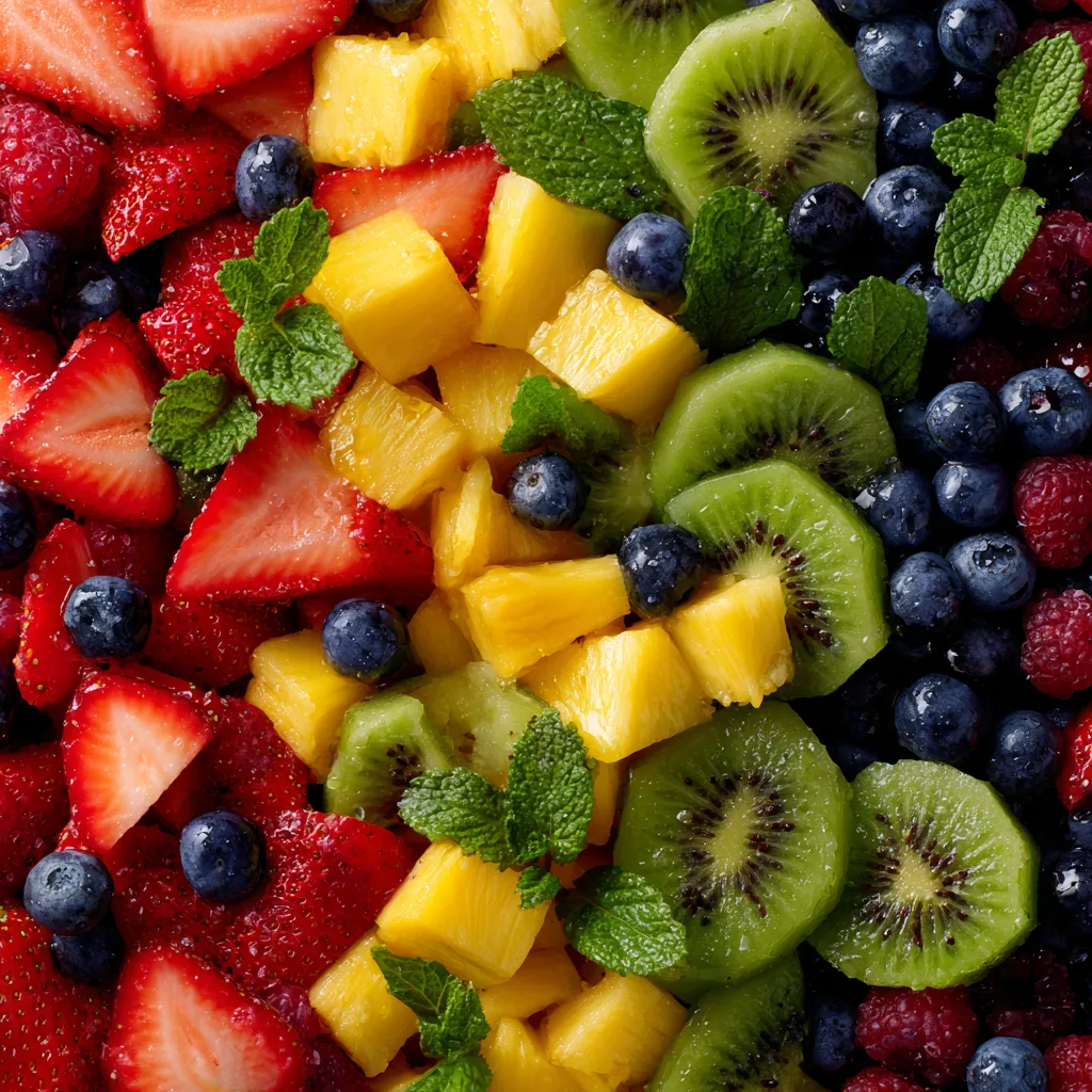 Rainbow Fruit Salad with Mint Honey Dressing (Light Mother’s Day Dessert)