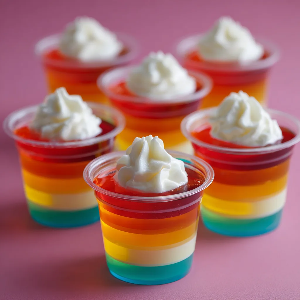 Rainbow Layer Jell-O Cups