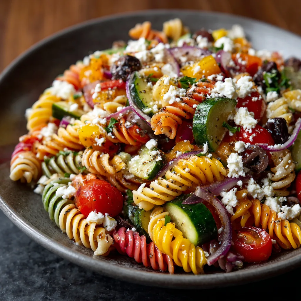 Rainbow Pasta Salad (vegetarian)
