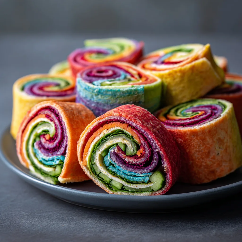 Rainbow Veggie Pinwheels (vegan)