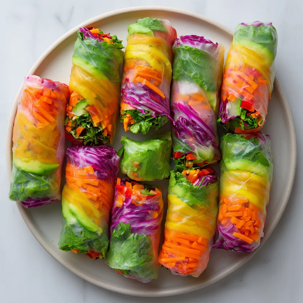 Rainbow Veggie Spring Rolls (Crunchy Hand Rolls)