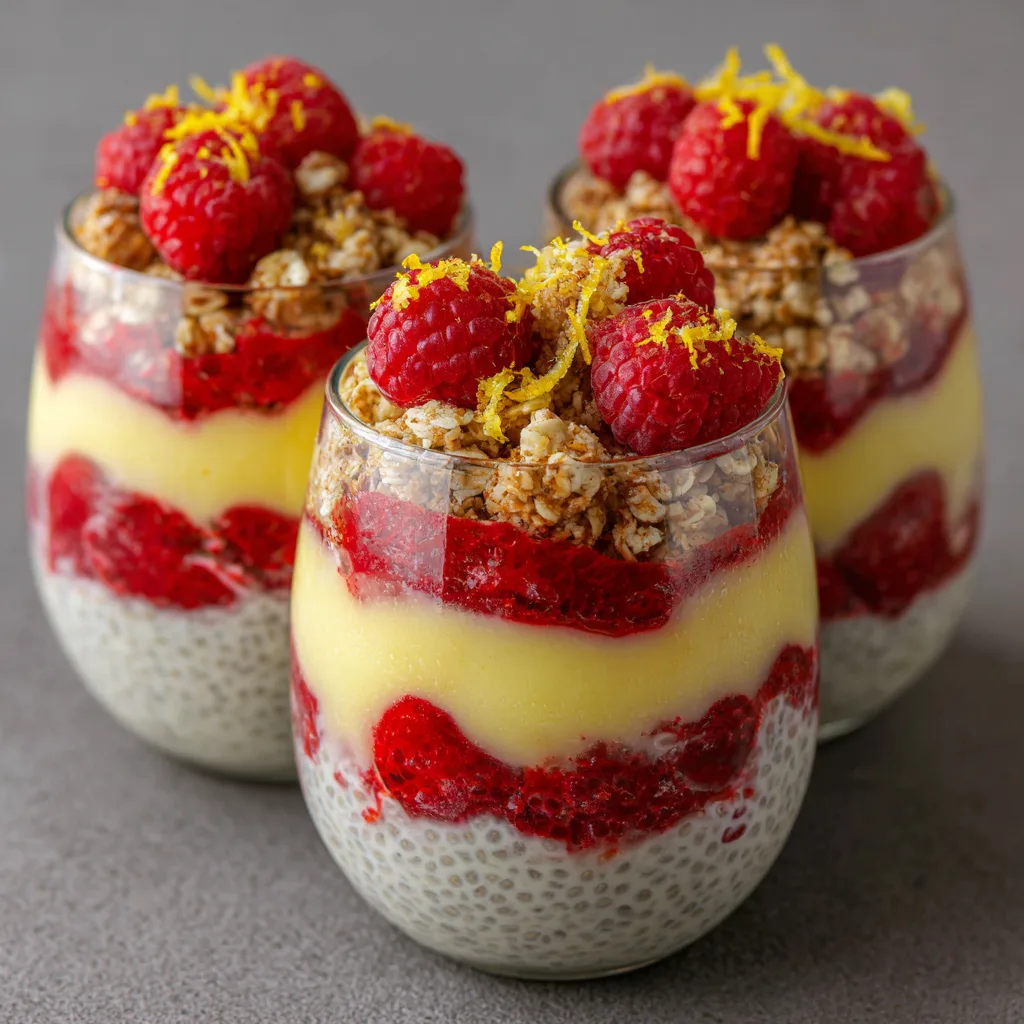 Raspberry Lemon Chia Pudding Parfait (Light Dessert)