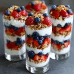 Red White and Blue Yogurt Parfaits (no-bake)
