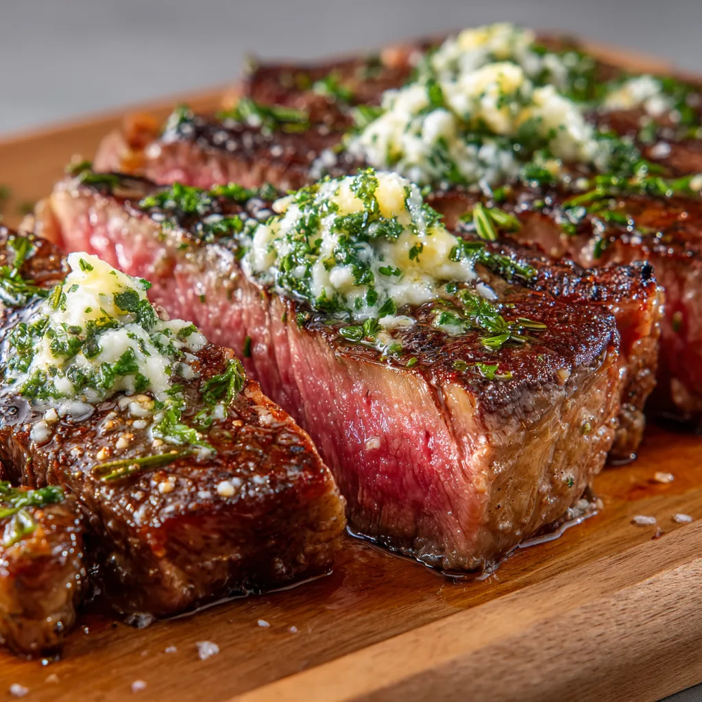 Reverse-Sear Steak with Garlic Herb Butter
