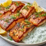 Seared Salmon with Dill Yogurt Sauce (gluten-free)