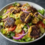 Smash Burger Salad with Pickles and Special Sauce (gluten-free)