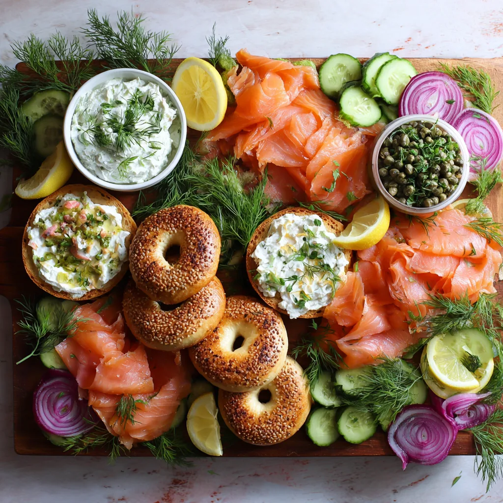 Smoked Salmon Bagel Board with Herby Cream Cheese
