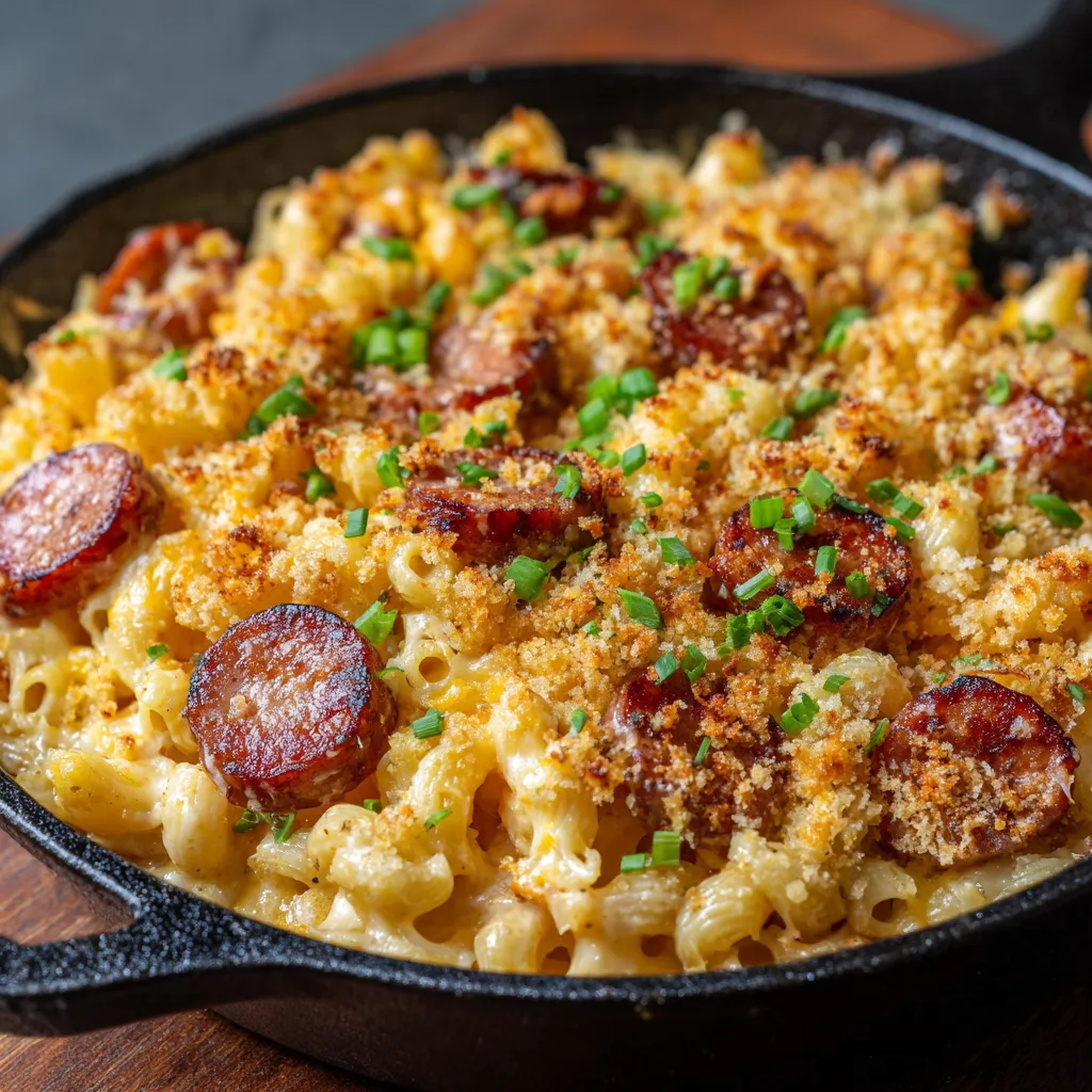 Smoked Sausage Mac and Cheese Skillet