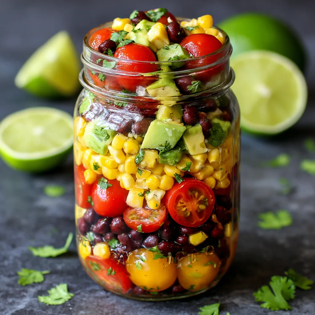Southwest Corn and Black Bean Mason Jar Salad (vegetarian)