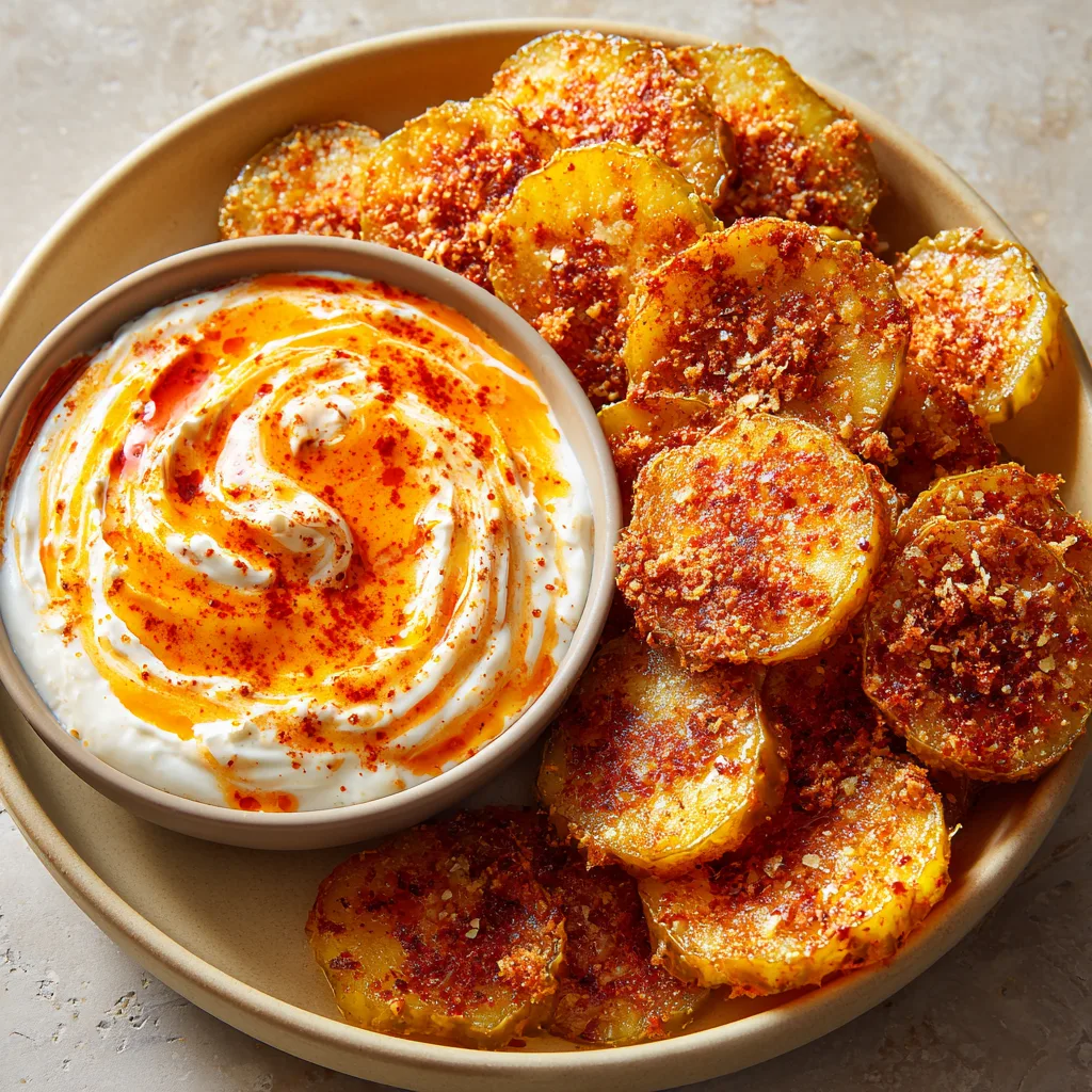 Spicy Pickle Chips and Dip