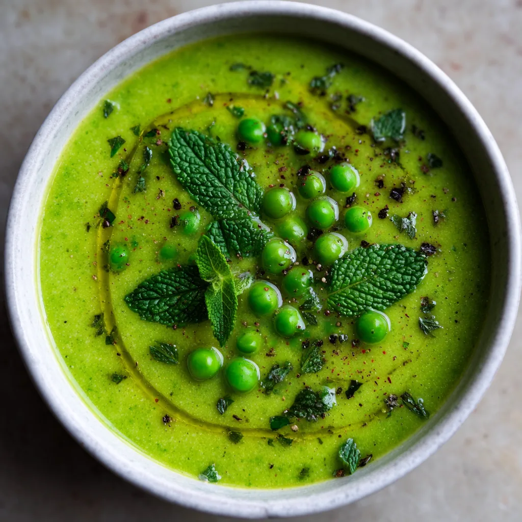 Spring Pea and Mint Soup (vegetarian)