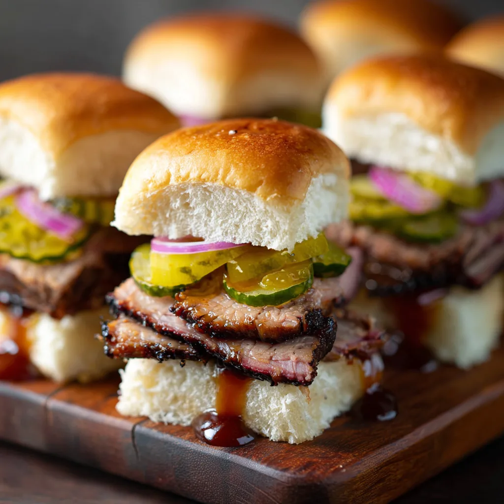 Texas Brisket Sliders with Pickles and Onions (BBQ)