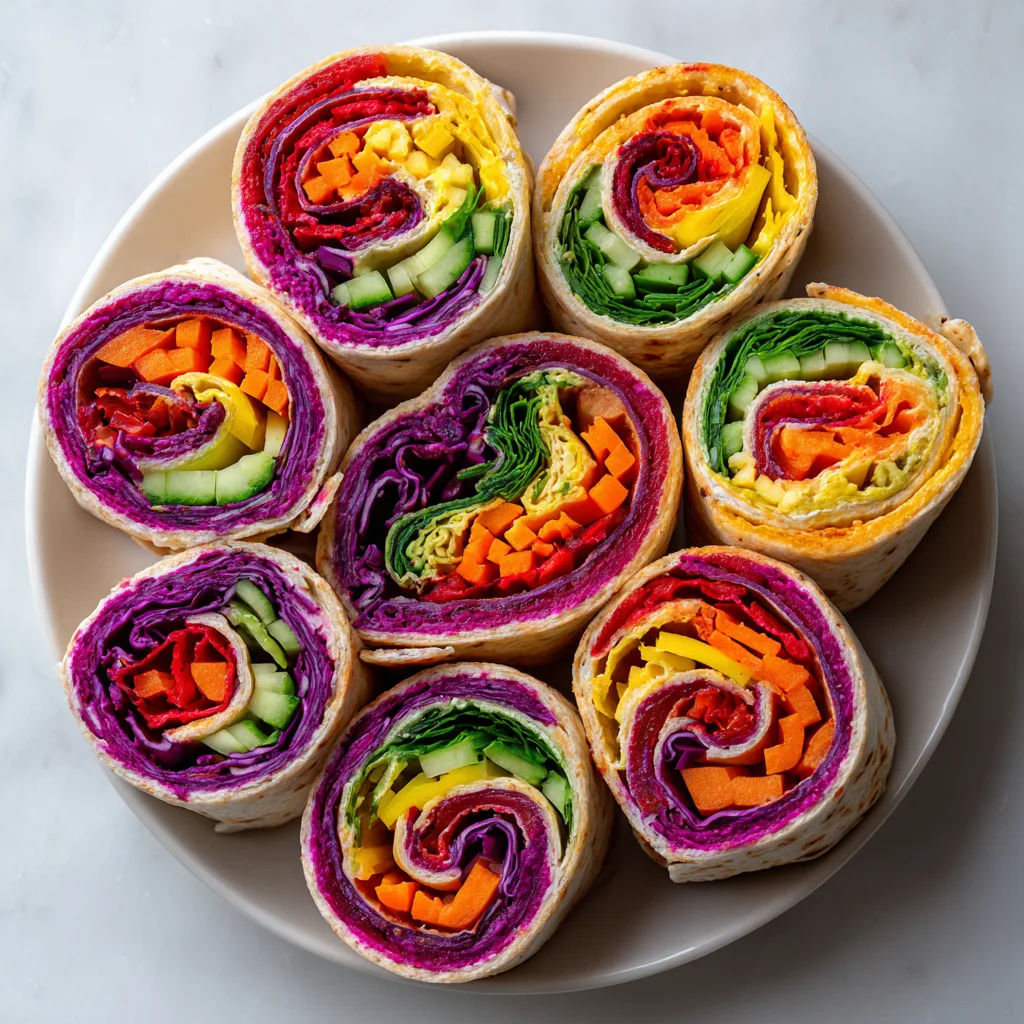 Veggie Rainbow Pinwheels (vegan)