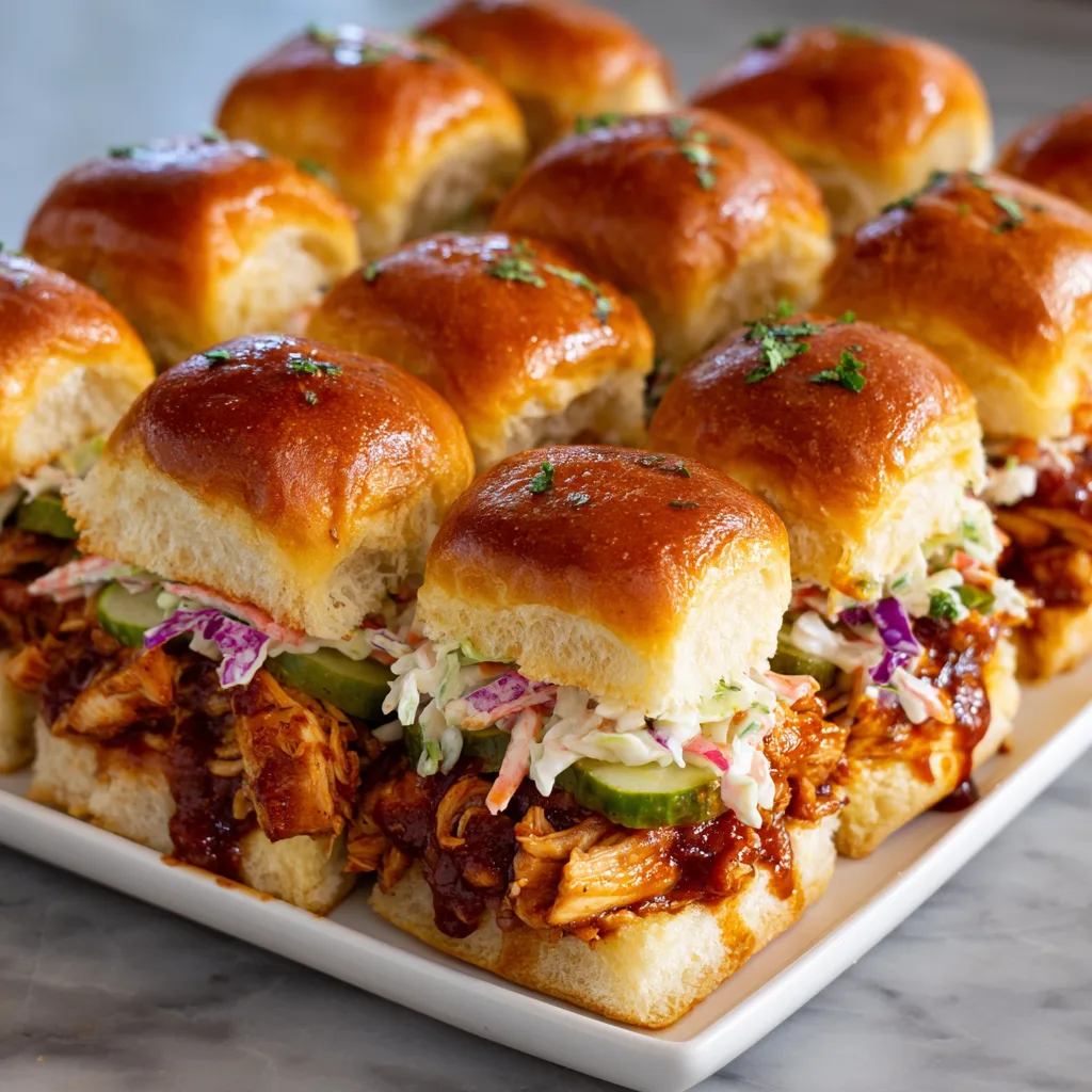 BBQ Chicken Sliders on Hawaiian Rolls
