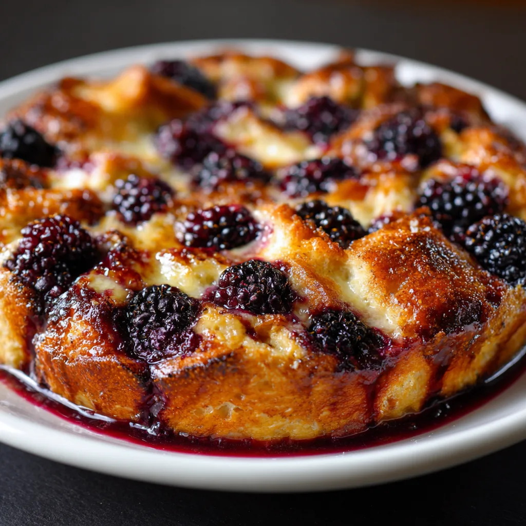 Blackberry Cobbler Bread Pudding