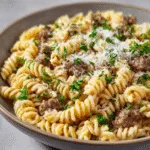 Creamy Garlic Beef Pasta for Bulking