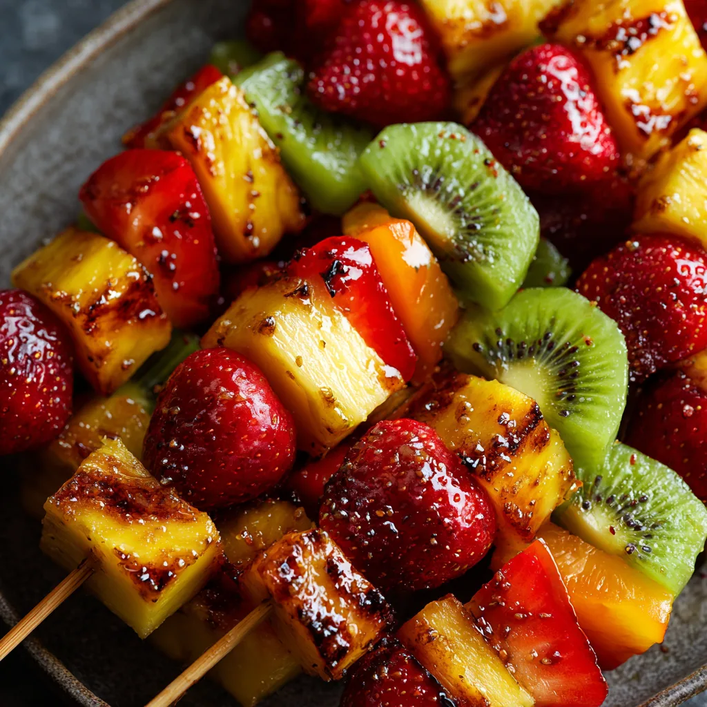 Grilled Fruit Skewers with Honey Lime Glaze