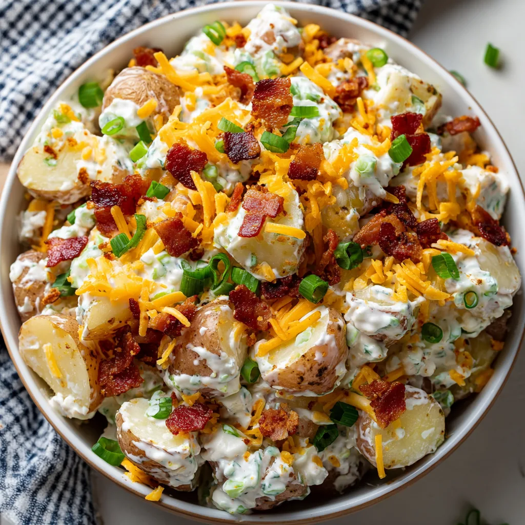 Loaded Baked Potato Salad (Mayo-Free!)