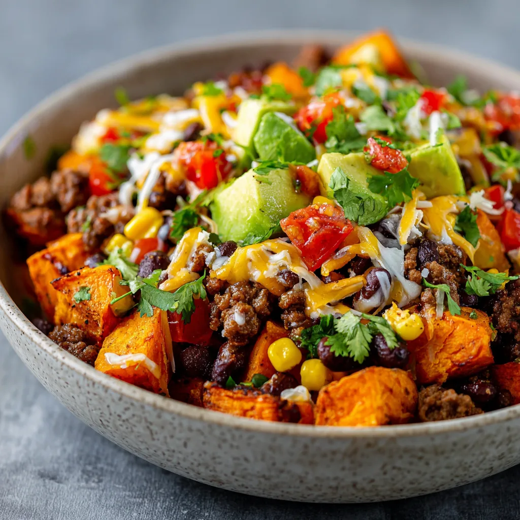 Loaded Sweet Potato Beef Bowl (65g Protein!)