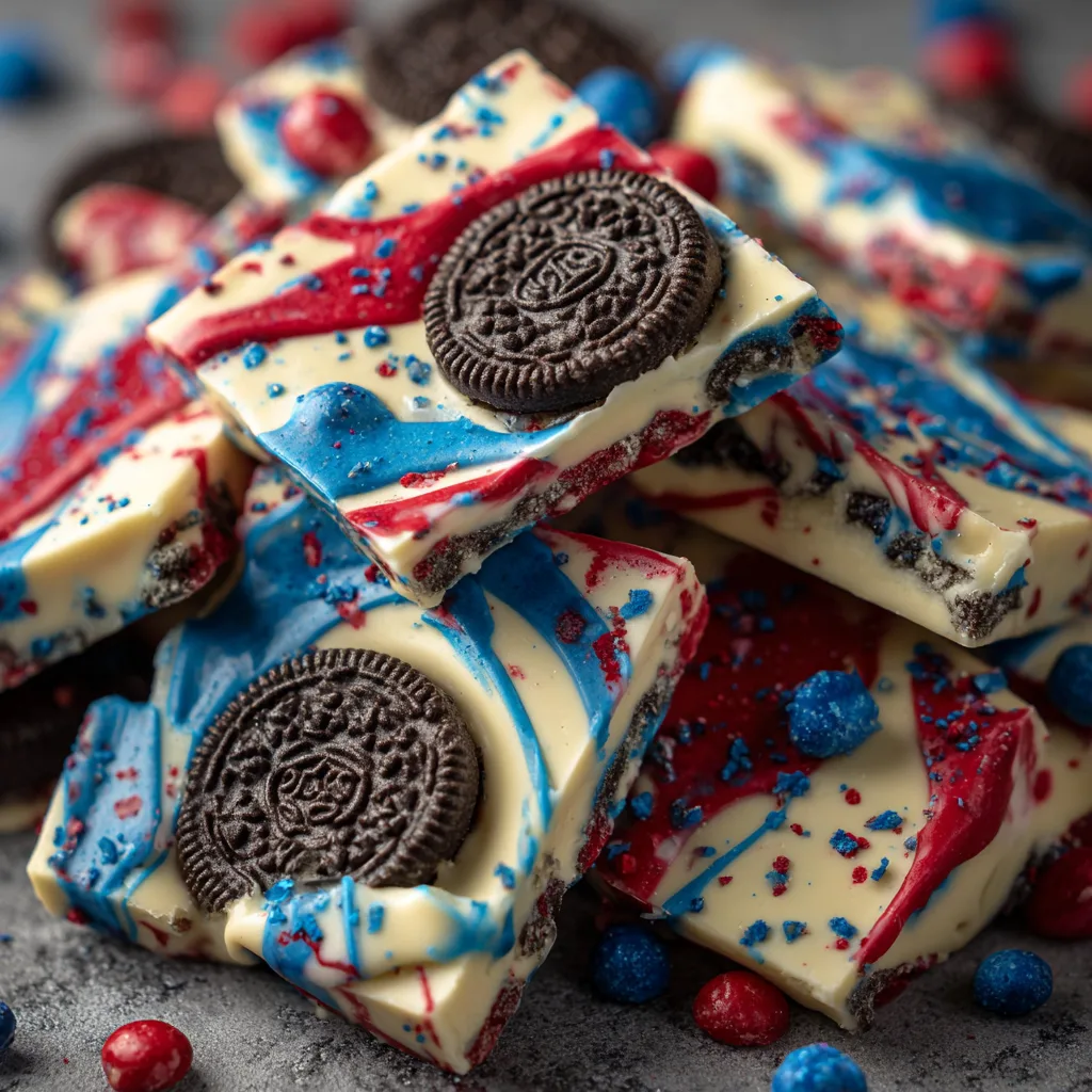 Patriotic Oreo Bark (3 Ingredients!)