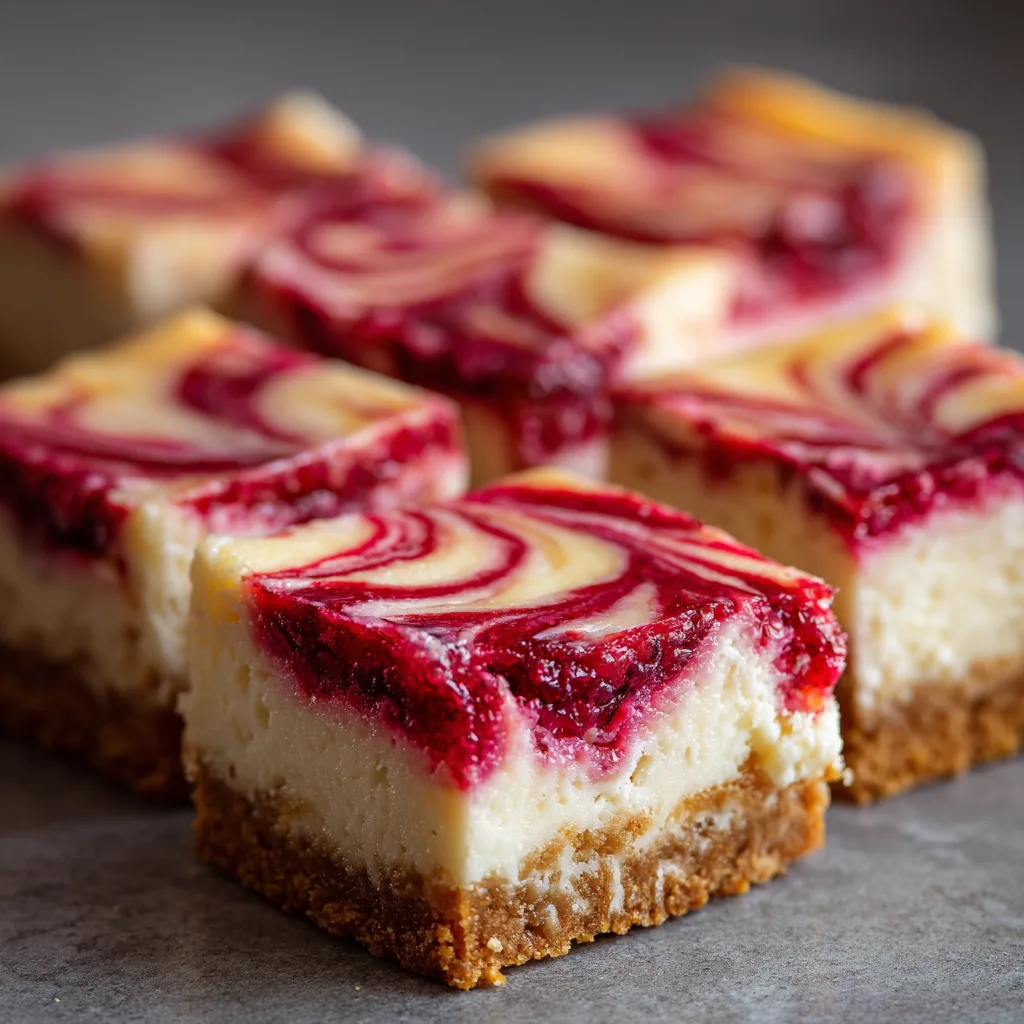 Raspberry Swirl Cheesecake Bars